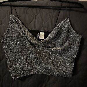 Divided Glittery Black and Silver Camisole